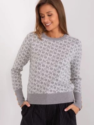 Zdjęcie produktu Sweter damski klasyczny z okrągłym dekoltem szary