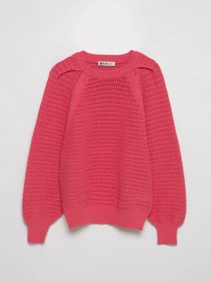Zdjęcie produktu Sweter damski o ażurowym splocie różowy Funia 601 BIG STAR