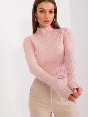 Zdjęcie produktu Sweter damski w szeroki prążek jasny różowy