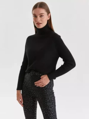 Zdjęcie produktu Sweter damski z golfem ze strukturalnej tkaniny TOP SECRET