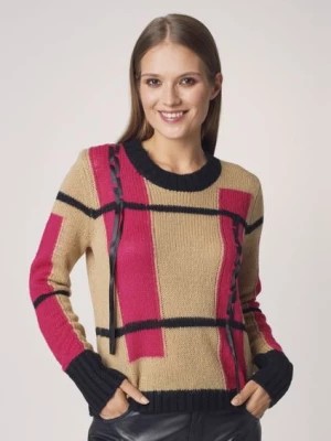 Zdjęcie produktu Sweter damski z ozdobnymi tasiemkami OCHNIK