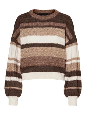 Zdjęcie produktu Vero Moda Sweter "Gracelyn" w kolorze beżowo-brązowym ze wzorem rozmiar: XL