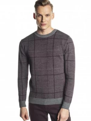 Zdjęcie produktu sweter grillons z okrągłym dekoltem bordo Recman