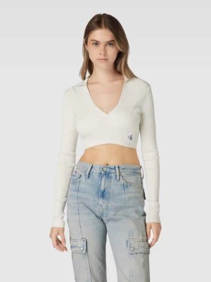 Zdjęcie produktu Sweter krótki z dzianiny z detalem z logo Calvin Klein Jeans