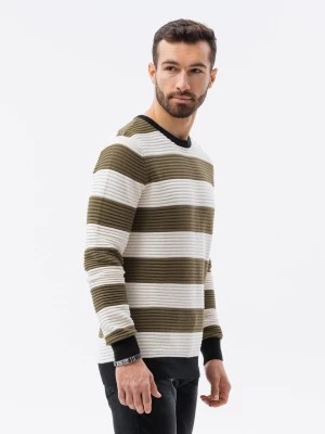 Zdjęcie produktu Sweter męski w paski - oliwkowy V4 E189
 -                                    XL