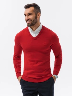 Zdjęcie produktu Sweter męski z białym kołnierzykiem - czerwony V4 E120
 -                                    XL