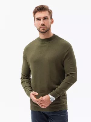 Zdjęcie produktu Sweter męski z półgolfem o gładkiej strukturze - oliwkowy V7 E178
 -                                    XXL