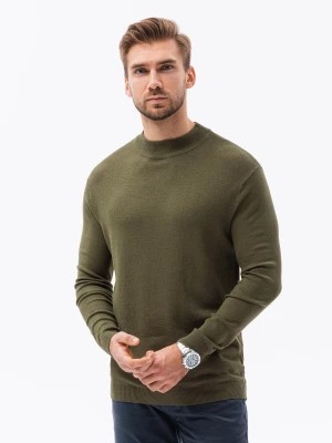 Zdjęcie produktu Sweter męski z półgolfem o gładkiej strukturze - oliwkowy V7 E178
 -                                    S