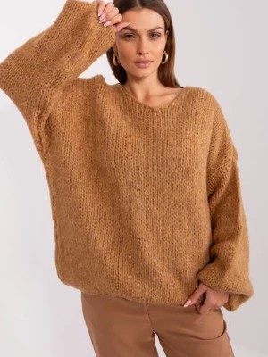 Zdjęcie produktu Sweter oversize z dzianiny camelowy