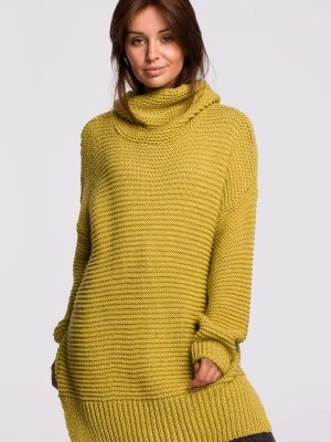Zdjęcie produktu Sweter oversize z golfem - limonkowy Merg
