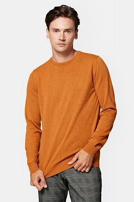 Zdjęcie produktu Sweter Pomarańczowy z Bawełną Gładki Morey Lancerto