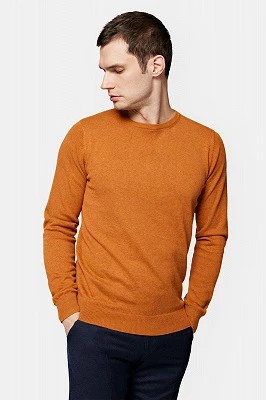 Zdjęcie produktu Sweter Pomarańczowy z Bawełną Gładki Tony Lancerto