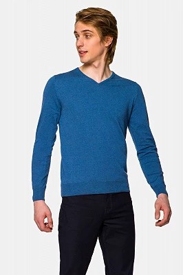 Zdjęcie produktu Sweter Niebieski Bawełniany w Serek Robin Lancerto