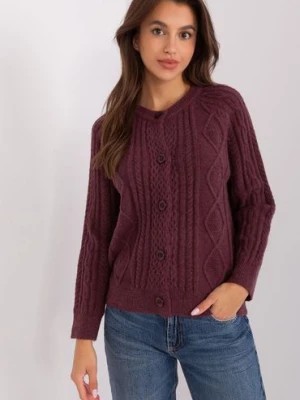 Zdjęcie produktu Sweter rozpinany w warkocze ciemny fioletowy
