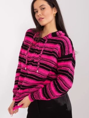 Zdjęcie produktu Sweter rozpinany z suwakiem czarno-różowy BADU