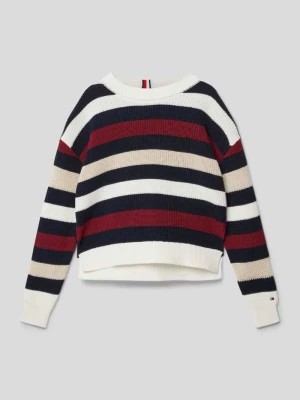 Zdjęcie produktu Sweter z dzianiny z bawełny ze wzorem w paski Tommy Hilfiger Teens