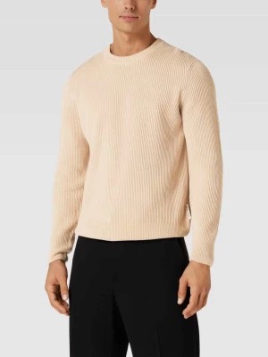 Zdjęcie produktu Sweter z dzianiny z detalem z logo model ‘O-Neck Rib Knit Seasonal’ Marc O'Polo