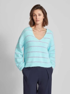Zdjęcie produktu Sweter z dzianiny z mieszanki wełny z alpaki ze wzorem w paski LANIUS