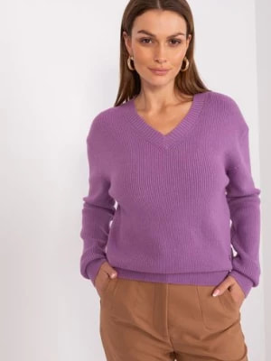 Zdjęcie produktu Sweter z dzianiny z wiskozą fioletowy