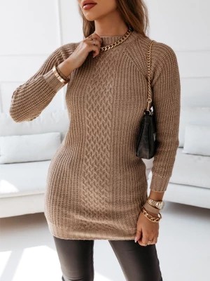 Zdjęcie produktu Sweter z ozdobnym warkoczowym splotem Ottalia - odcienie brązu - odcienie brązu Pakuten