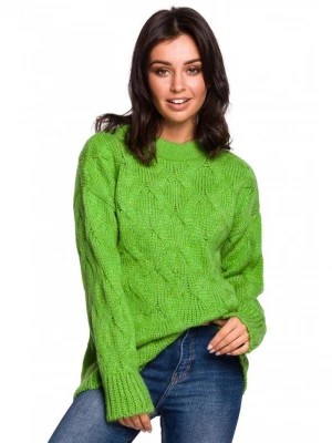 Zdjęcie produktu Sweter ze splotem typu warkocz - zielony Merg