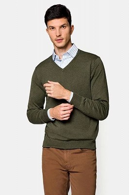 Zdjęcie produktu Sweter Zielony Bawełniany w Serek Robin Lancerto
