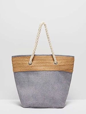 Zdjęcie produktu Szara duża torba damska plażowa z bawełny Moodo