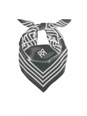 Zdjęcie produktu Szara jedwabna apaszka w geometryczny wzór Kazar