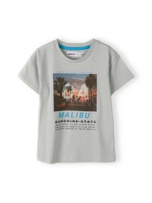 Zdjęcie produktu Szara koszulka bawełniana dla niemowlaka z nadrukiem Minoti