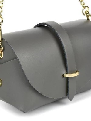 Zdjęcie produktu SZARA mała włoska skórzana damska torebka wieczorowa na łańcuszku szary, srebrny Merg