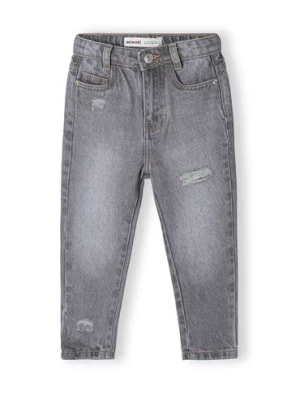 Zdjęcie produktu Szare jeansy o luźnym kroju dziewczęce z przetarciami Minoti