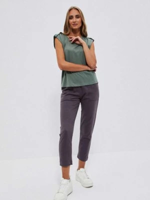 Zdjęcie produktu Szare spodnie damskie dresowe z kieszeniami Moodo