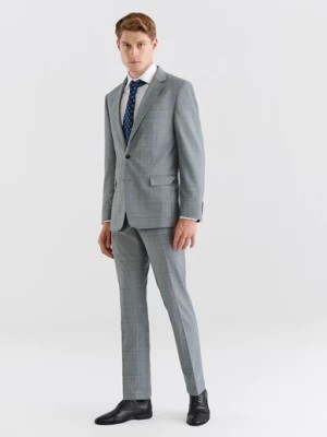 Zdjęcie produktu Szare spodnie garniturowe w niebieską kratę Pako Lorente