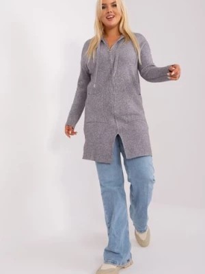 Zdjęcie produktu Szary długi sweter plus size z suwakiem