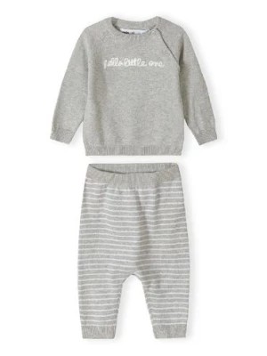 Zdjęcie produktu Szary komplet niemowlęcy z bawełny- bluzka i legginsy- Hello little one Minoti