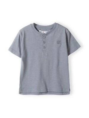 Zdjęcie produktu Szary t-shirt bawełniany basic dla niemowlaka z guzikami Minoti