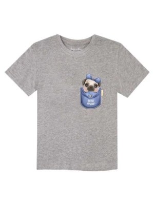 Zdjęcie produktu Szary t-shirt dla dziewczynyki z bawełny Tup Tup z pieskiem