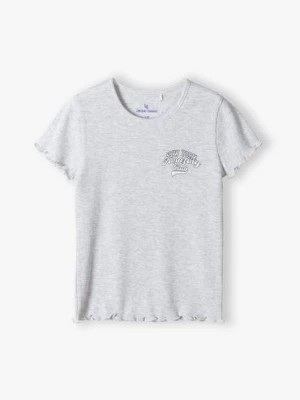 Zdjęcie produktu Szary t-shirt dziewczęcy w prążki - New York - Lincoln&Sharks Lincoln & Sharks by 5.10.15.