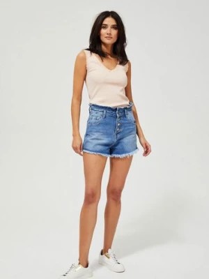 Zdjęcie produktu Szorty damskie jeansowe high waist - niebieskie Moodo