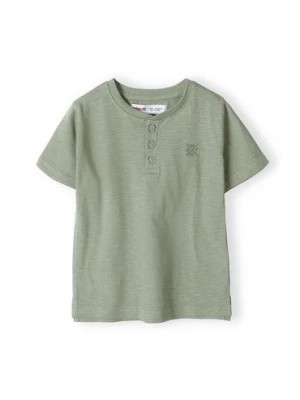 Zdjęcie produktu T-shirt bawełniany basic dla niemowlaka z guzikami khaki Minoti