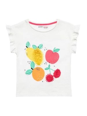 Zdjęcie produktu T-shirt biały z bawełny dla niemowlaka z owocami Minoti