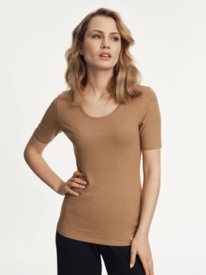 Zdjęcie produktu T-shirt brązowy damski basic OCHNIK
