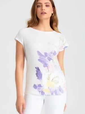 Zdjęcie produktu T-shirt damski w kwiaty biały Greenpoint