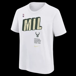 Zdjęcie produktu T-shirt dla dużych dzieci (chłopców) Nike NBA Milwaukee Bucks - Biel