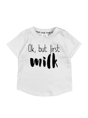 Zdjęcie produktu T-shirt dziecięcy "ok, but first milk"