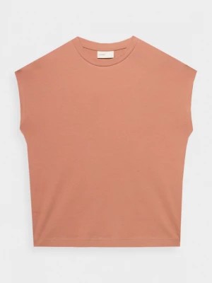 Zdjęcie produktu T-shirt gładki damski - pomarańczowy OUTHORN
