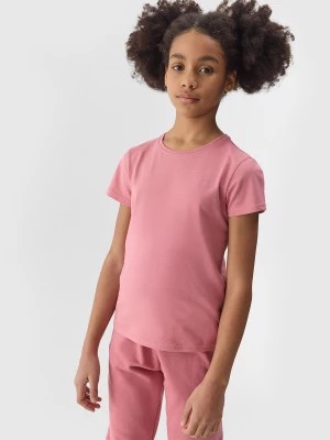 Zdjęcie produktu T-shirt gładki dziewczęcy - różowy 4F