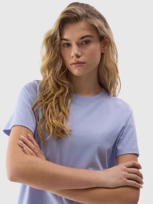 Zdjęcie produktu T-shirt gładki z bawełną organiczną damski - niebieski 4F