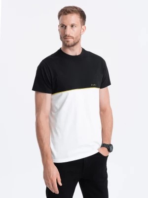 Zdjęcie produktu T-shirt męski bawełniany dwukolorowy - czarno-biały V2 S1619
 -                                    XXL