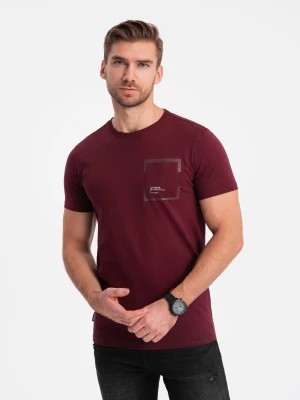Zdjęcie produktu T-shirt męski bawełniany z kieszonką - bordowy V2 OM-TSPT-0154
 -                                    L